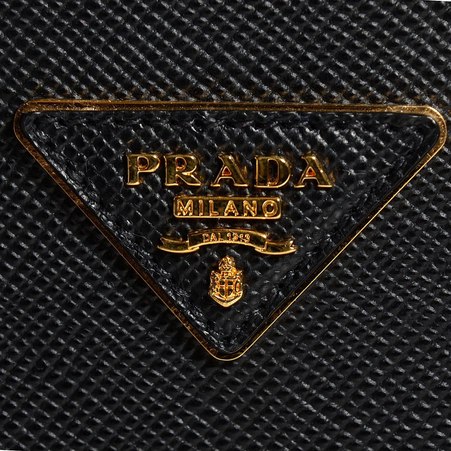 Prada Saffiano Cuir Small Double Bag Black Ciliegia 7 of 10