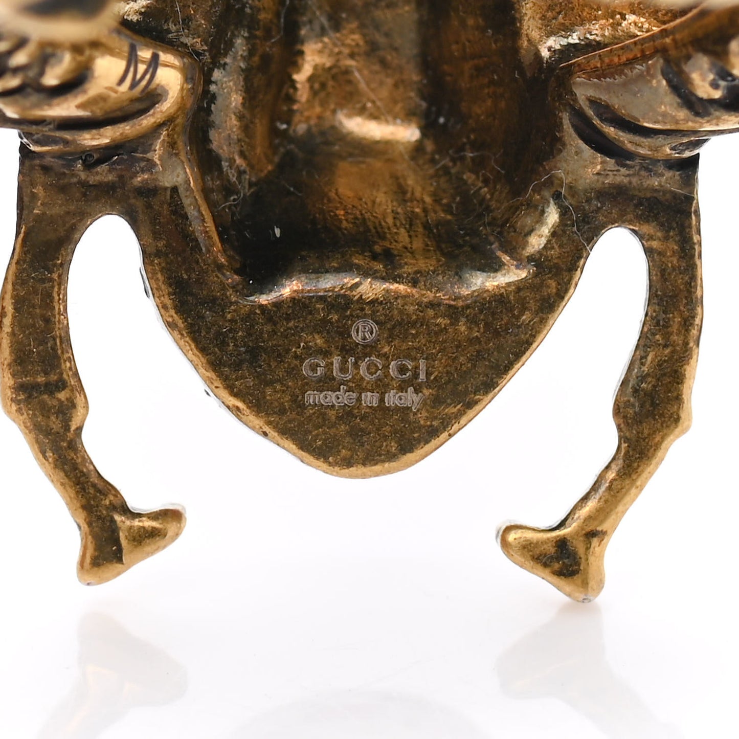 Metal Crystal Pearl Bee Ring 7.25 Aged Gold