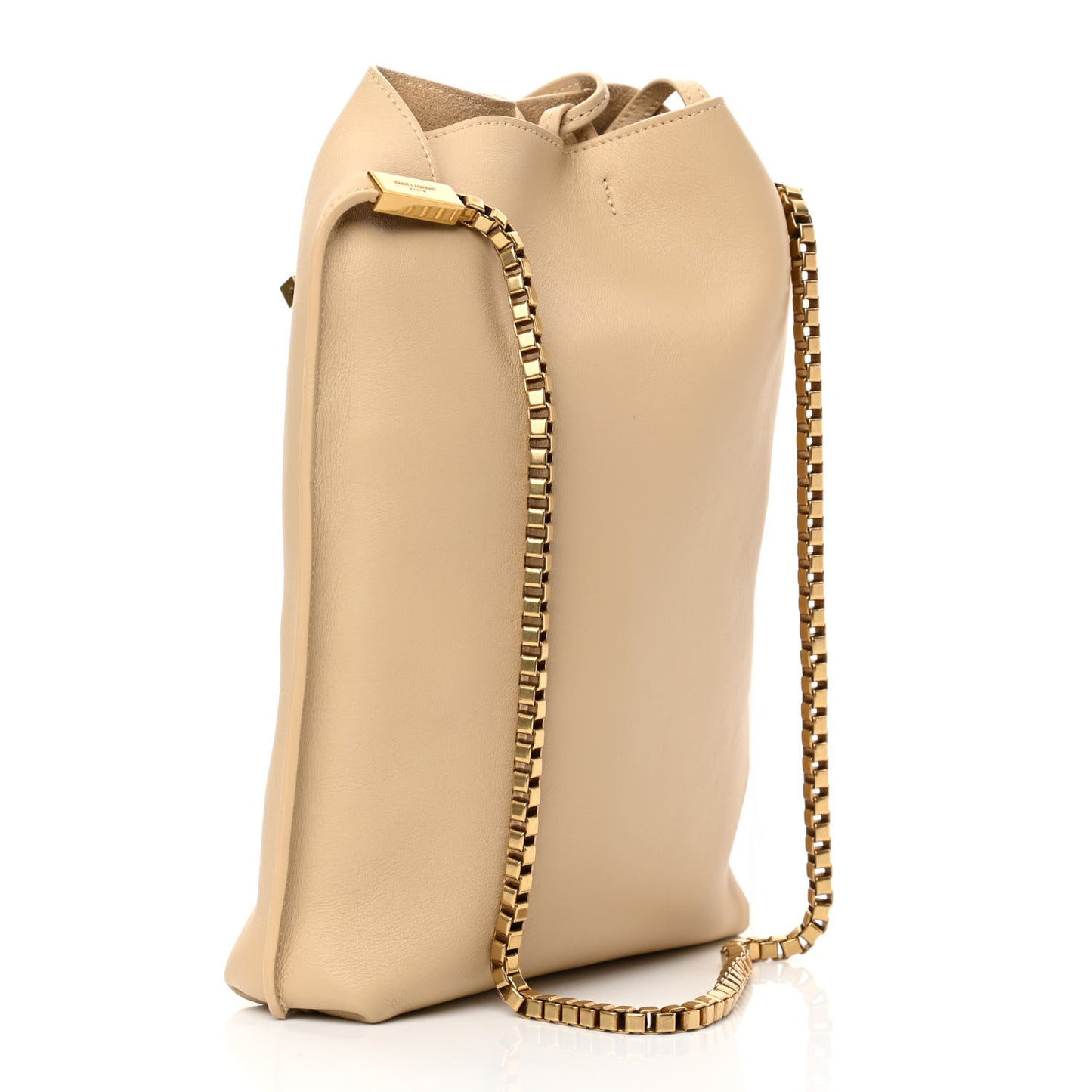 SAINT LAUREN Smooth Calfskin Small Suzanne Hobo Ivory Natural