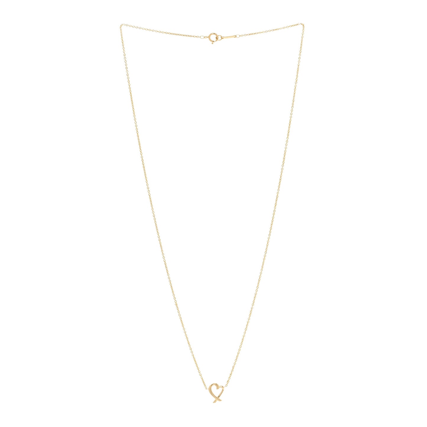 18K Yellow Gold Mini Paloma Picasso Loving Heart Pendant Necklace
