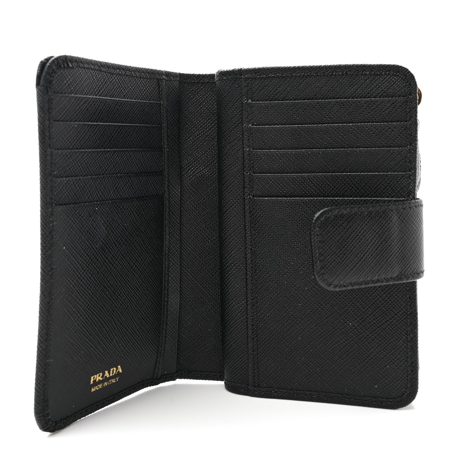 Prada Saffiano Metal Compact Wallet Black 5 of 7