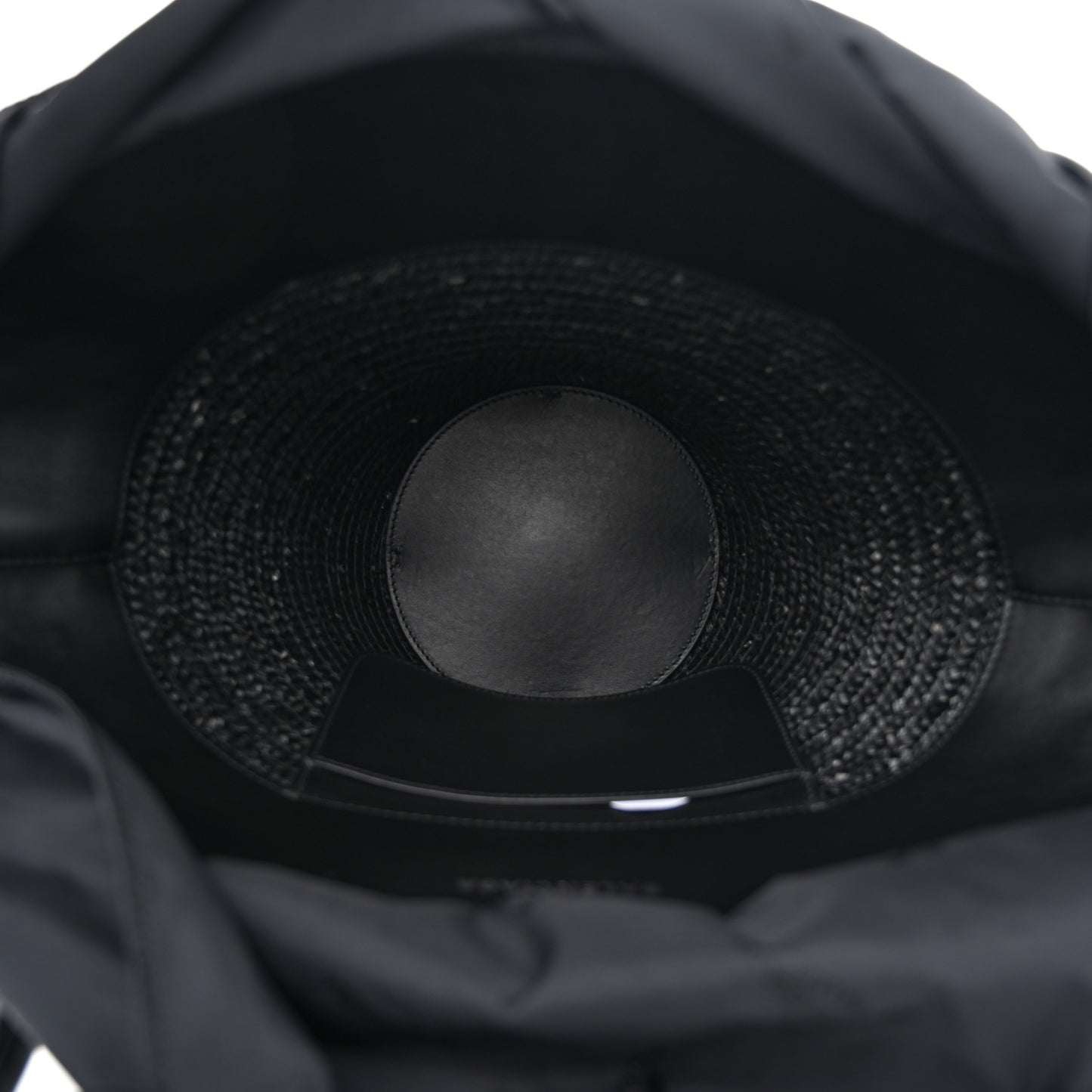 Raffia Woven Medium Basket Tote Black