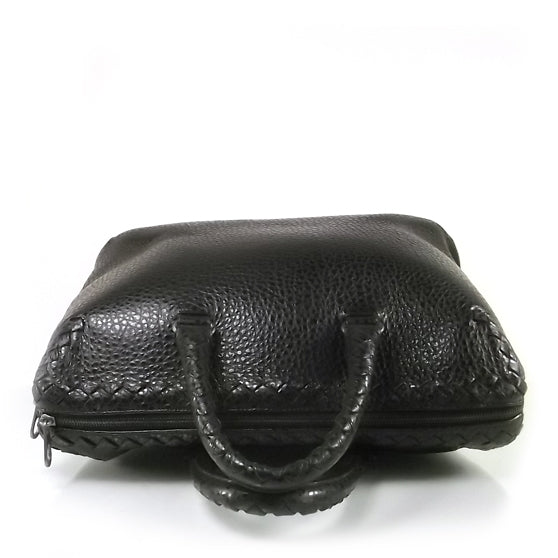 Pebbled Leather Briefcase Black