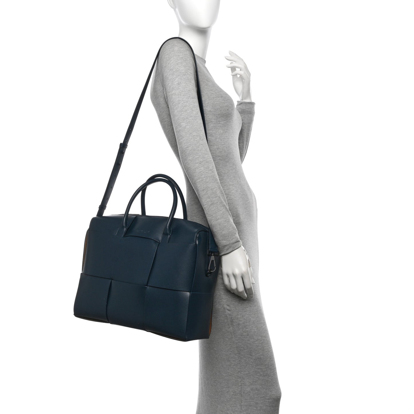 Calfskin Maxi Intrecciato Arco Briefcase Deep Blue