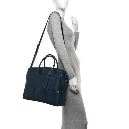 Bottega Veneta Calfskin Maxi Intrecciato Arco Briefcase Deep Blue 2 of 11
