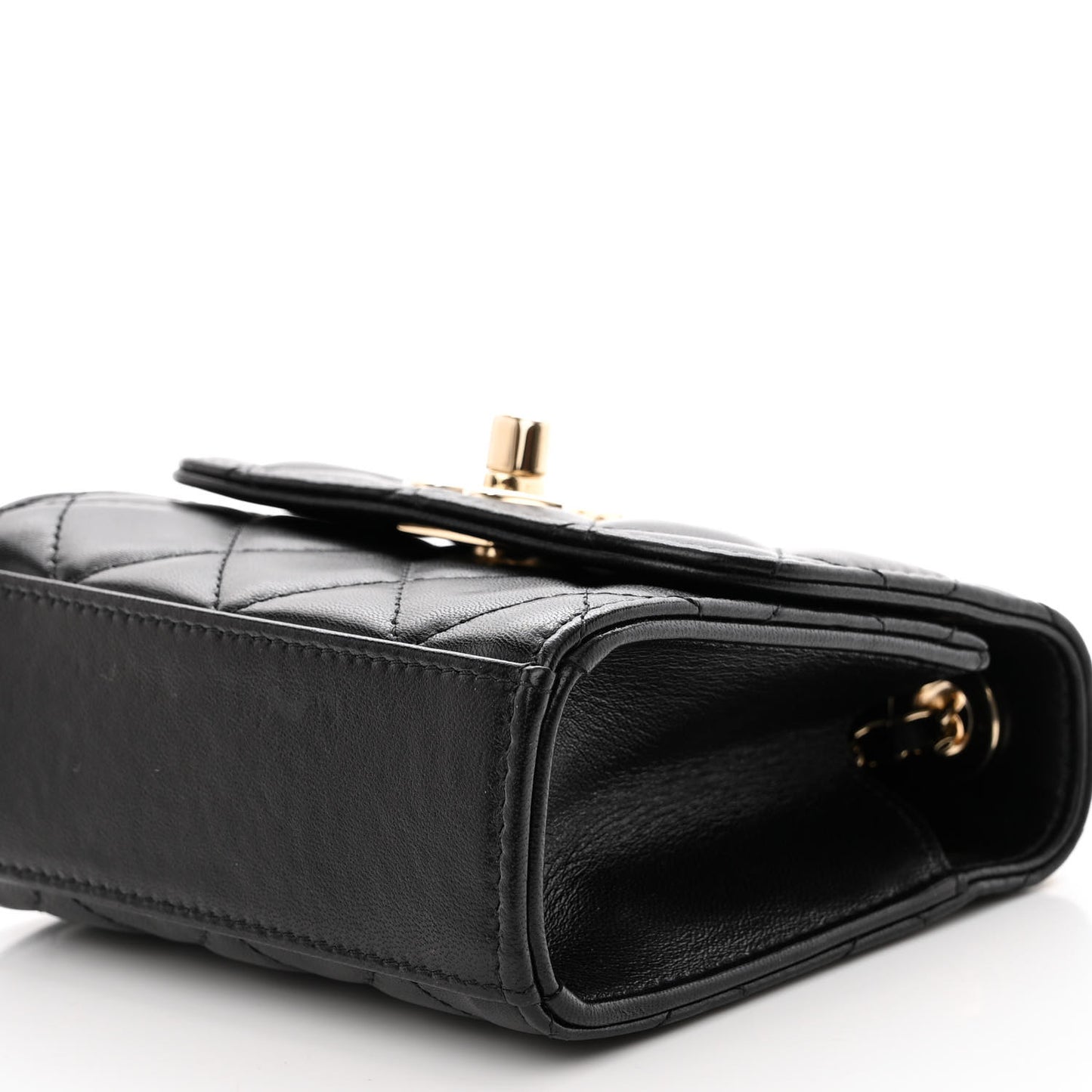 Lambskin Quilted Mini Trendy CC Clutch With Chain Black