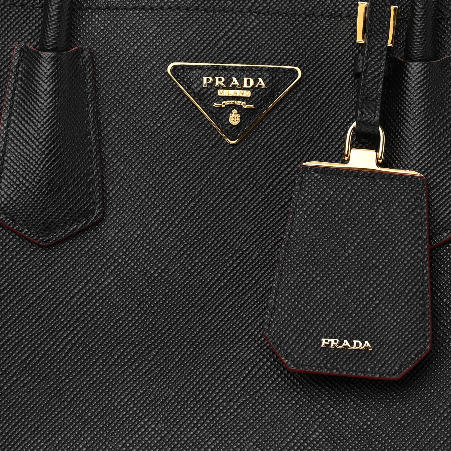 Saffiano Cuir Medium Double Bag Black Fuoco