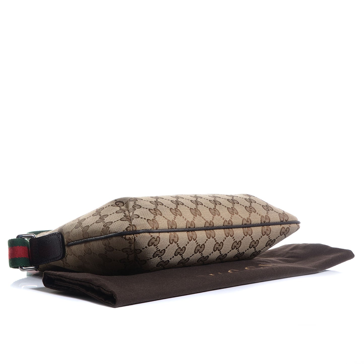 Monogram Web Small Flat Messenger Crossbody Dark Brown