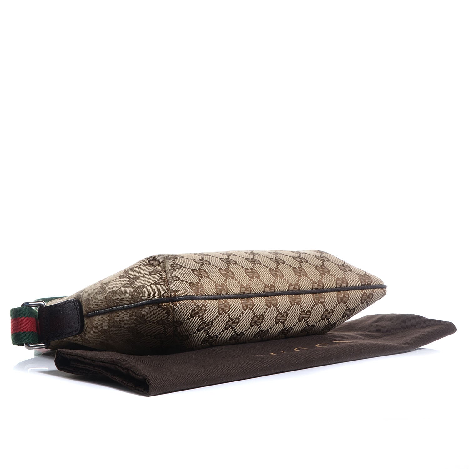 Gucci Monogram Web Small Flat Messenger Crossbody Dark Brown 4 of 7