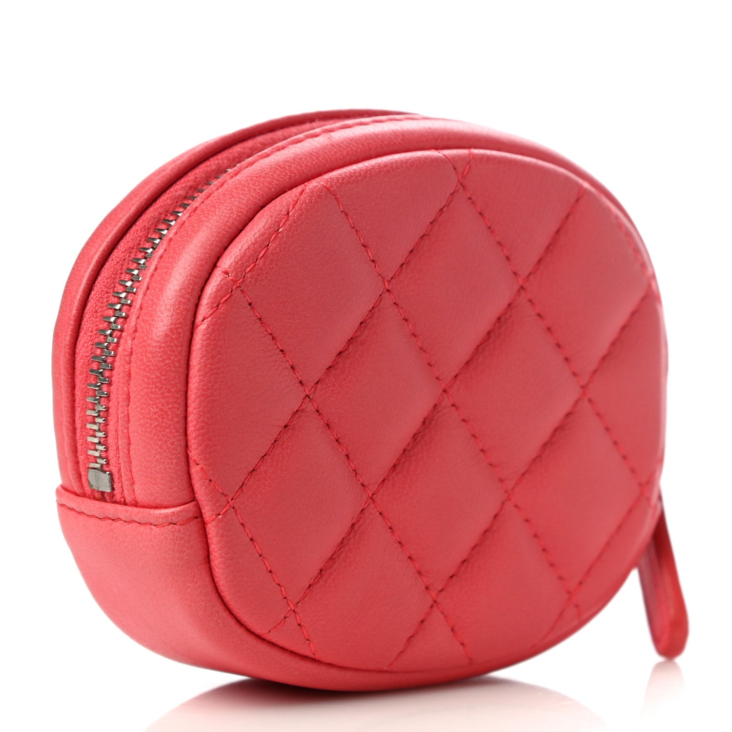 Chanel Lambskin Quilted Zip Around Classic Coin Purse Coral 3 of 10