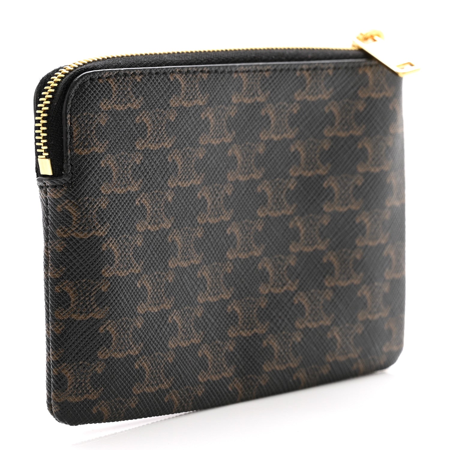 Celine Triomphe Canvas Logo Coin and Card Pouch With Hook Black 3 of 9