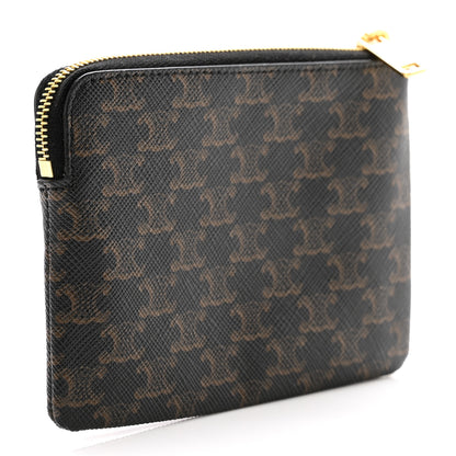 Celine Triomphe Canvas Logo Coin and Card Pouch With Hook Black 3 of 9