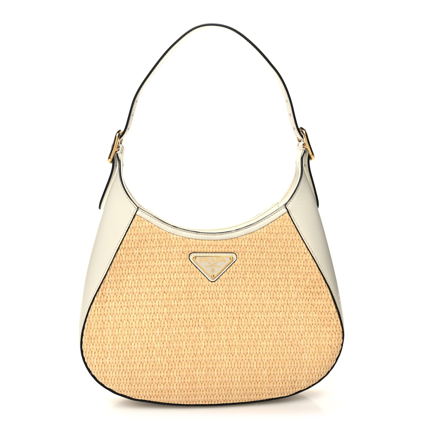 Prada Paglia Spazzolato Shoulder Bag Naturale White 1 of 11