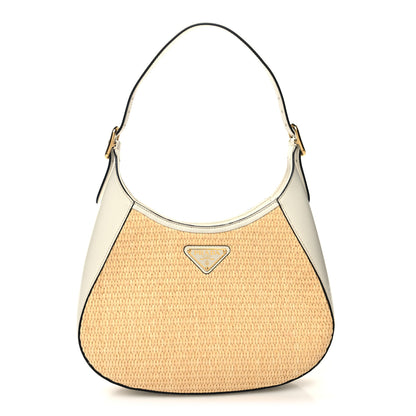 Prada Paglia Spazzolato Shoulder Bag Naturale White 1 of 11