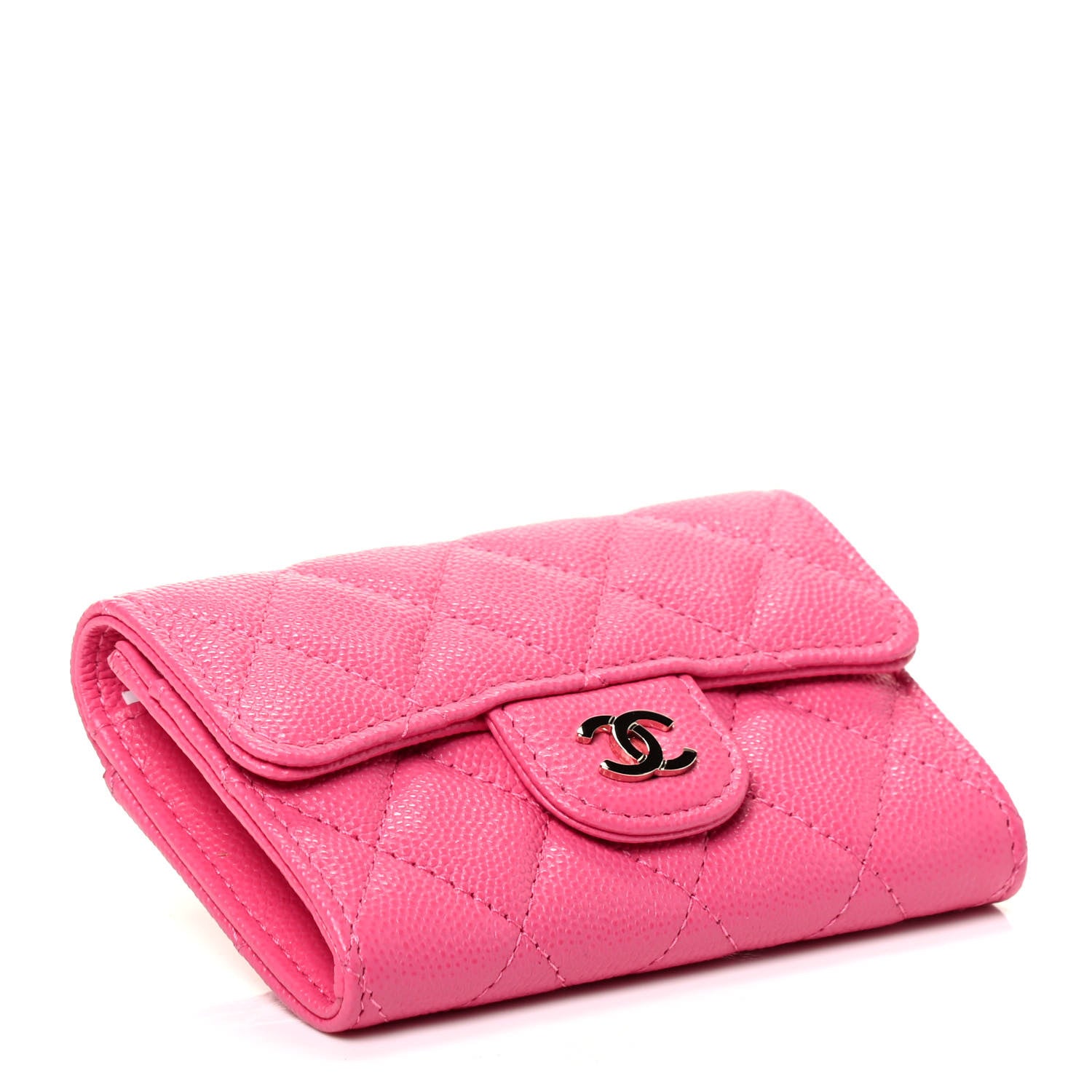 Chanel Caviar Quilted Flap Card Holder Wallet Pink 4 of 9