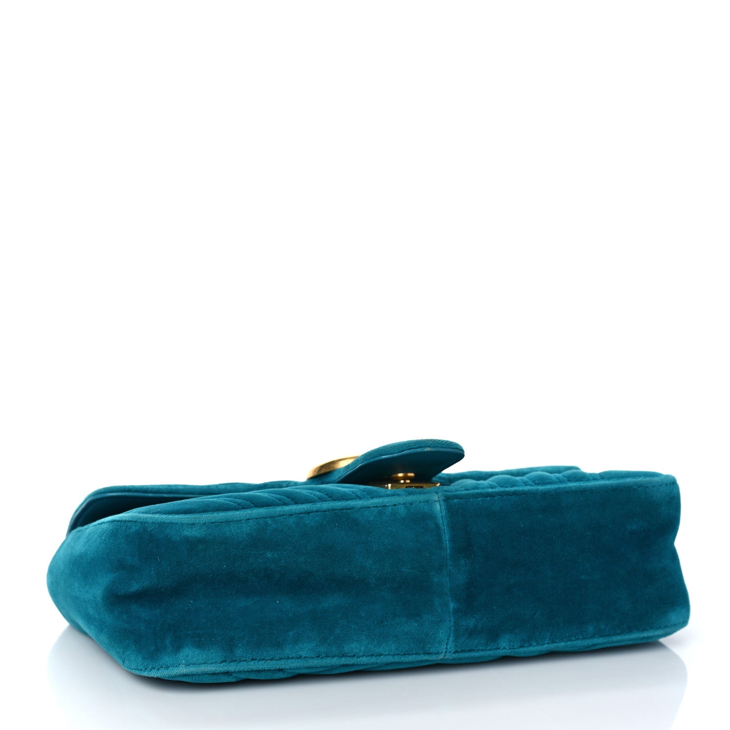 Gucci Velvet Matelasse Small GG Marmont Shoulder Bag Pavone Cyan 4 of 11