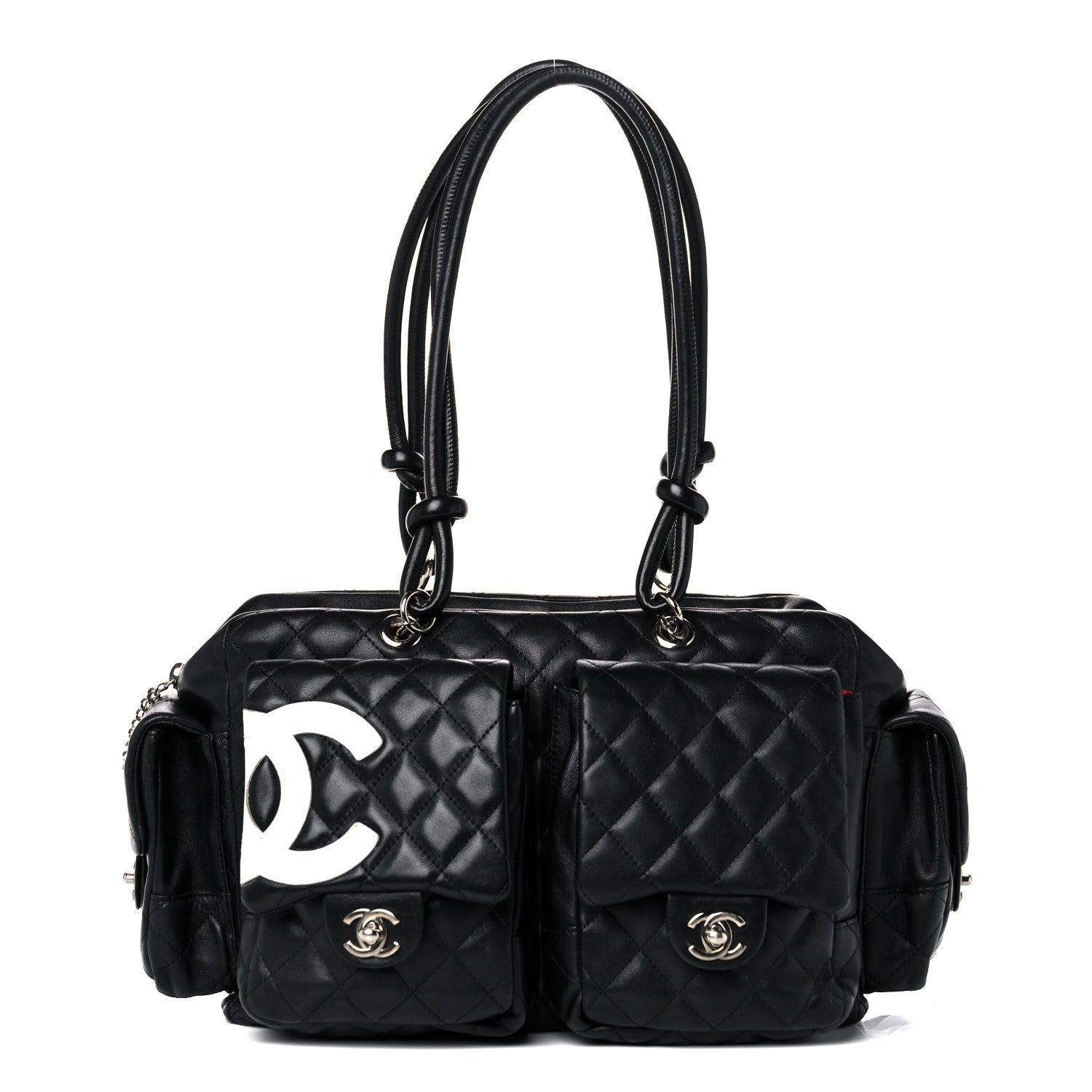Chanel Calfskin Quilted Large Cambon Multipocket Reporter Black White 1 of 18