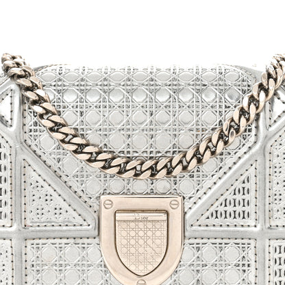 Christian Dior Metallic Patent Micro-Cannage Baby Diorama Flap Bag Silver 8 of 14