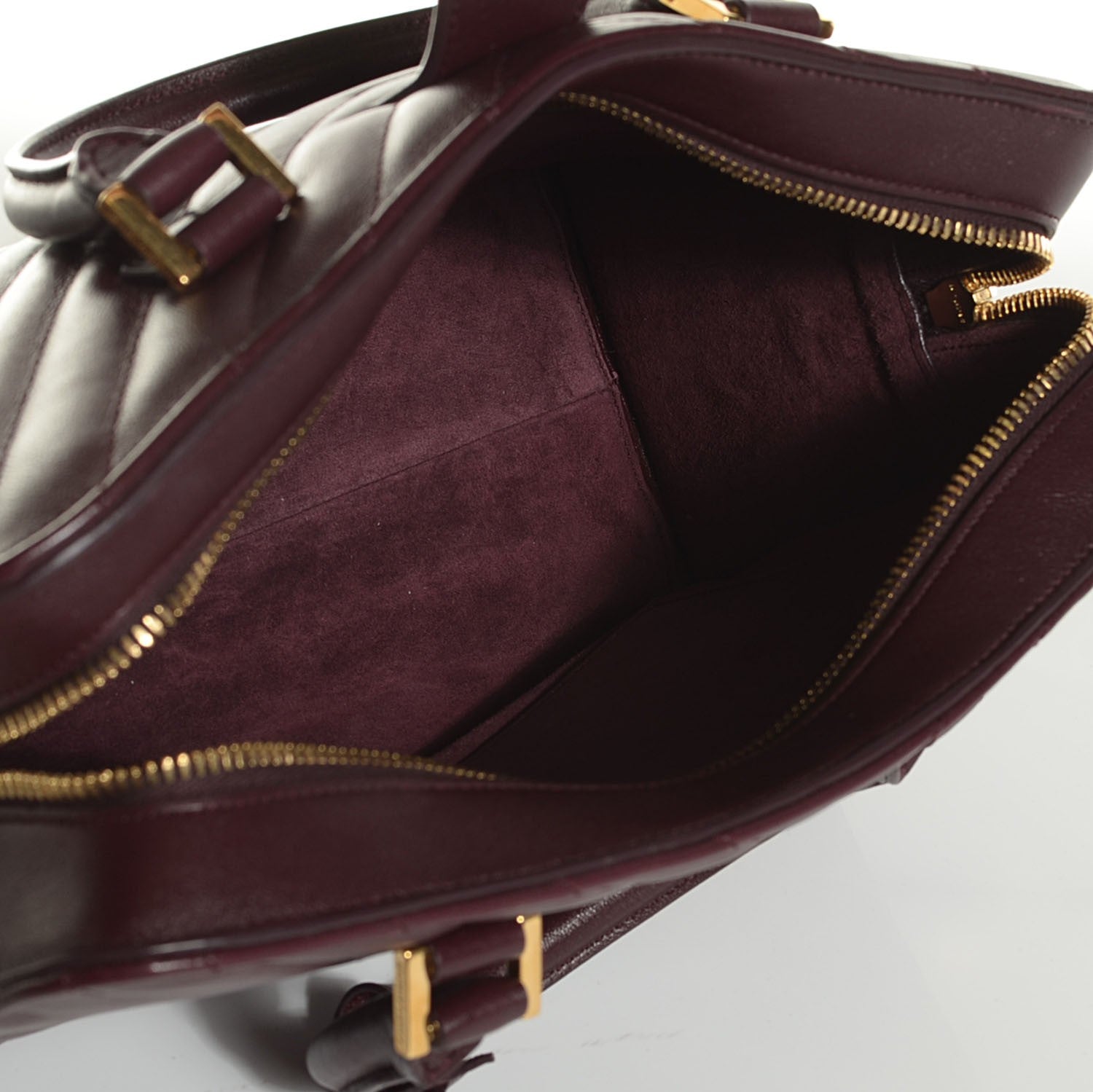 Saint Laurent Calfskin Matelassé Monogram Small Cabas Bordeaux 5 of 9