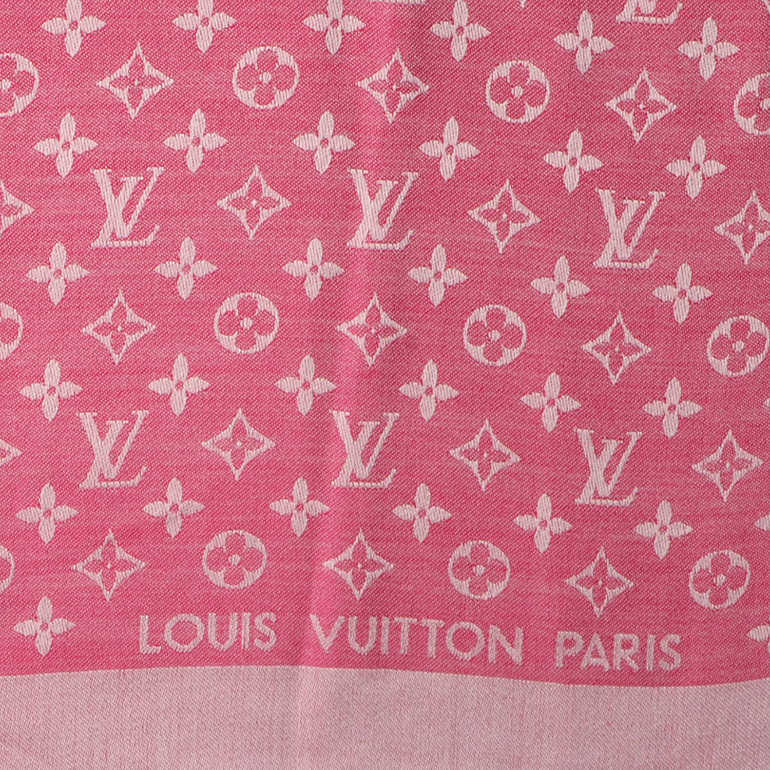 Louis Vuitton Silk Wool Monogram Denim Shawl Pivoine 4 of 5
