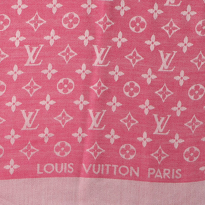 Louis Vuitton Silk Wool Monogram Denim Shawl Pivoine 4 of 5