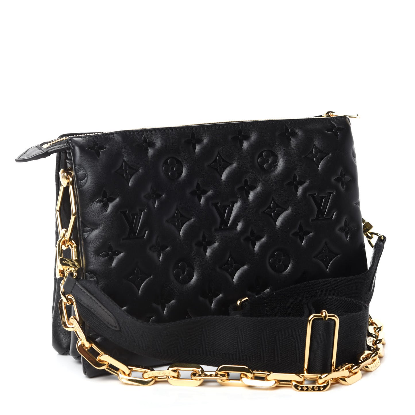 Lambskin Embossed Monogram Coussin PM Black