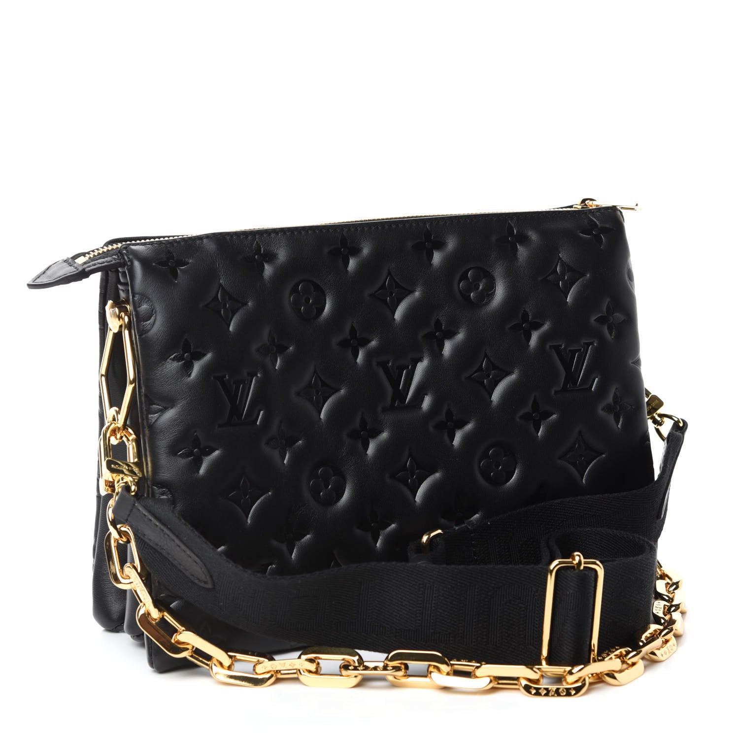 Louis Vuitton Lambskin Embossed Monogram Coussin PM Black 3 of 9