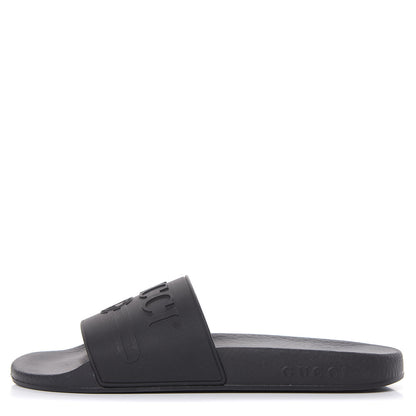 Gucci Rubber Womens Logo Slide Sandals 39 Black 1 of 7