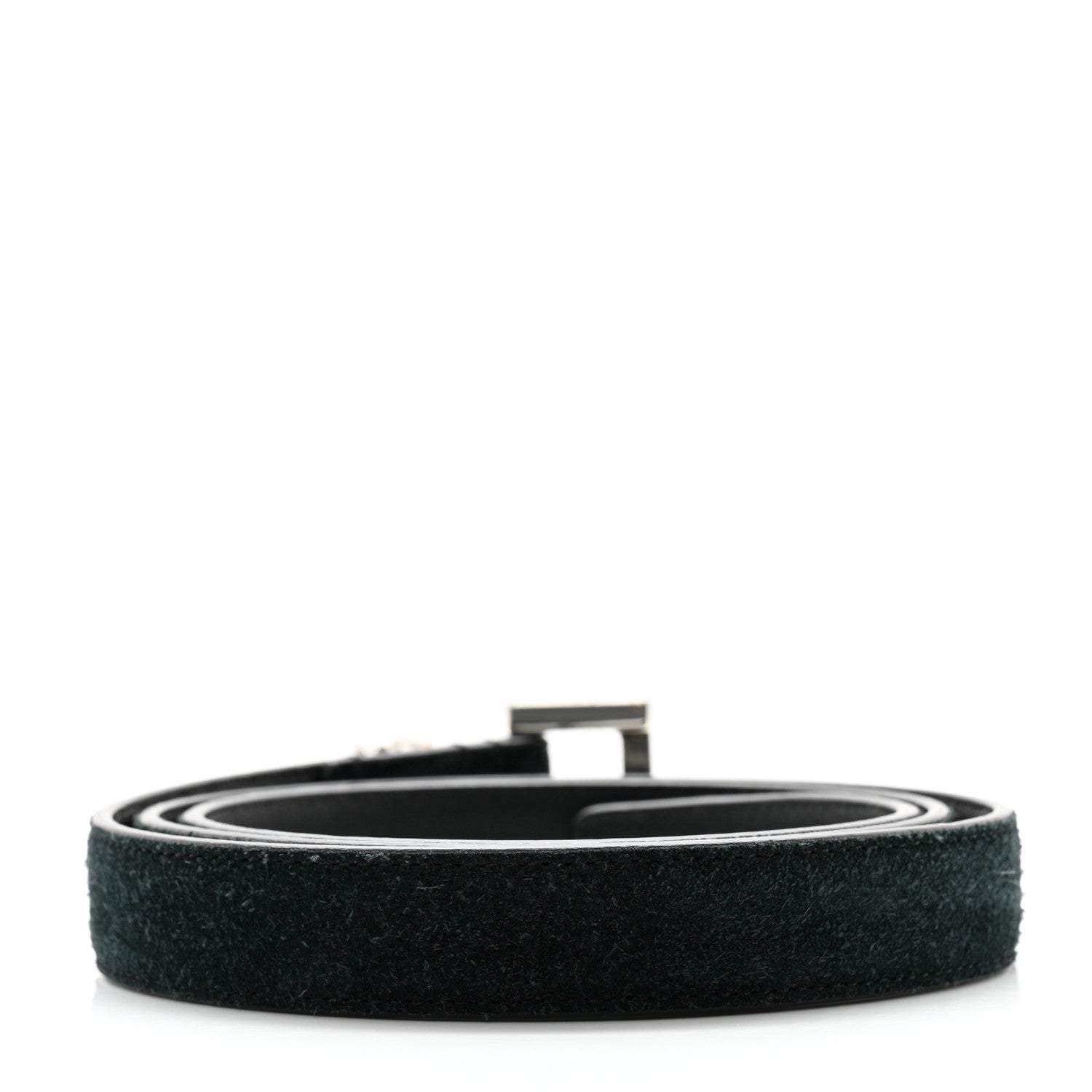 Saint Laurent Suede Monogram Square Buckle Belt 85 34 Black 2 of 7