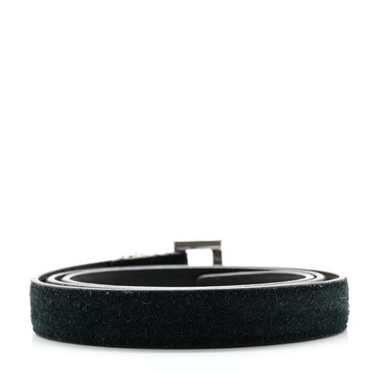 Saint Laurent Suede Monogram Square Buckle Belt 85 34 Black 2 of 7