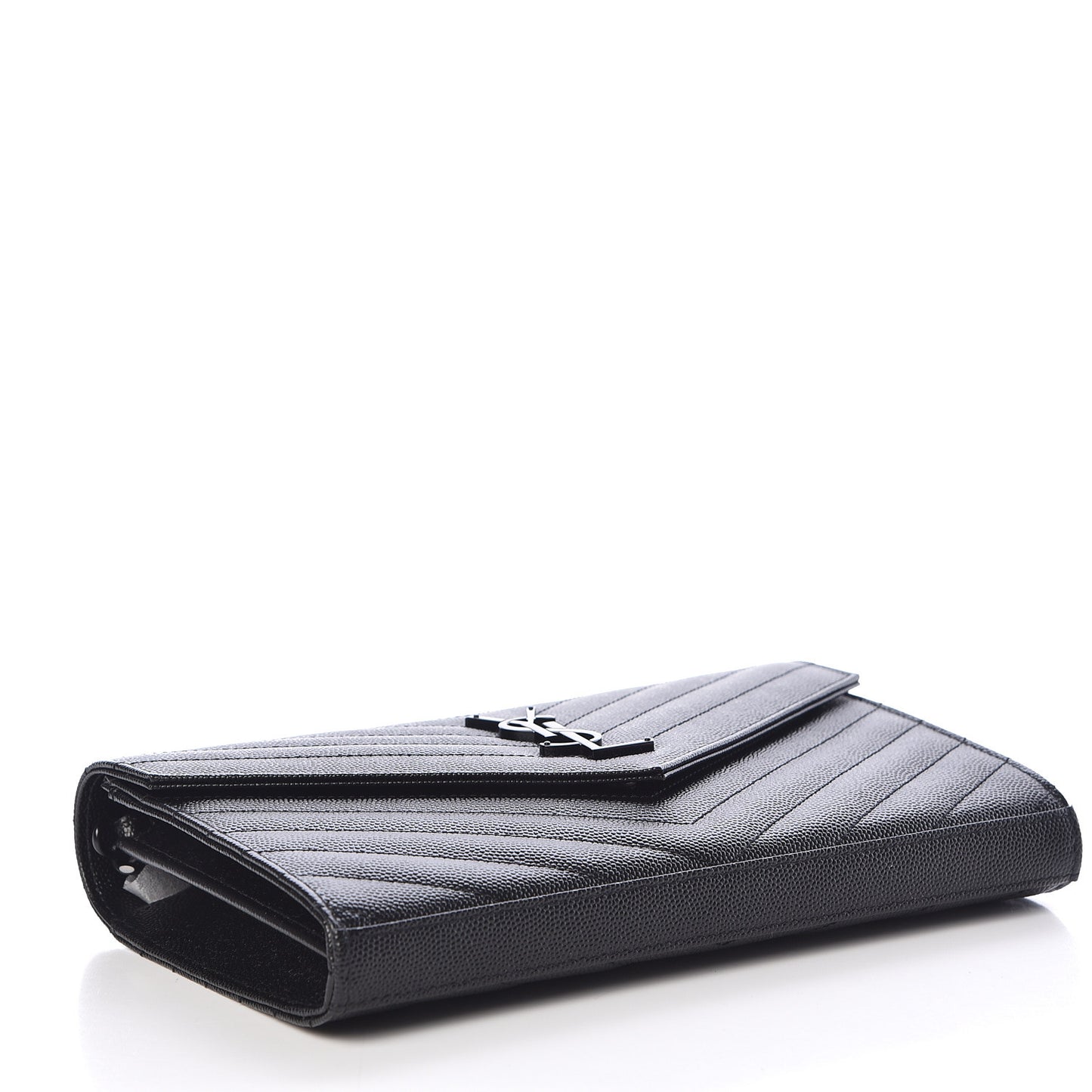 Grain De Poudre Matelasse Chevron Monogram Chain Wallet Black
