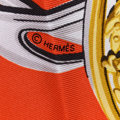 Hermes Silk Brides De Gala Love Scarf 90 Orange Marine White 3 of 4