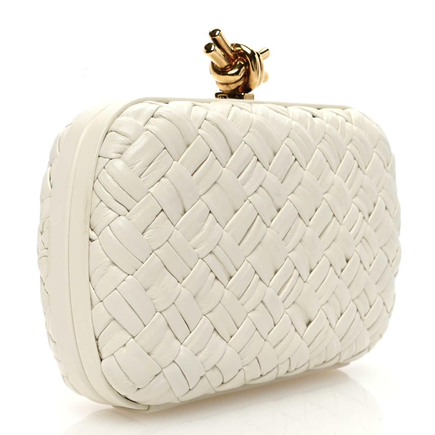 Bottega Veneta Foulard Intrecciato Minaudiere Knot Clutch Bone 3 of 8
