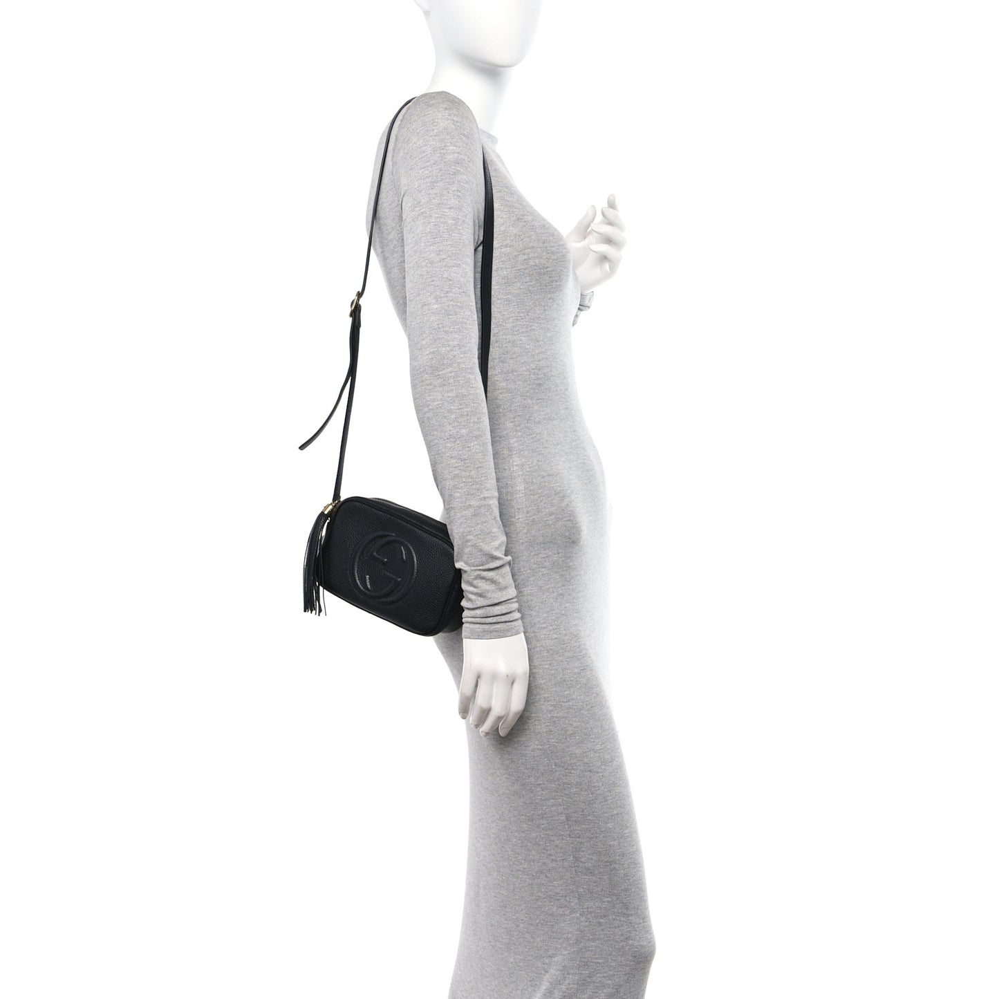 Pebbled Calfskin Small Soho Disco Bag Black