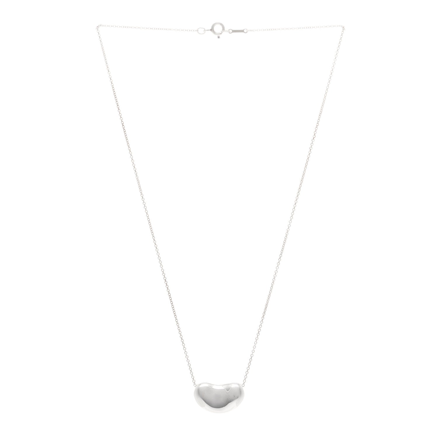 Tiffany Sterling Silver 19mm Elsa Peretti Bean Pendant Necklace 3 of 5