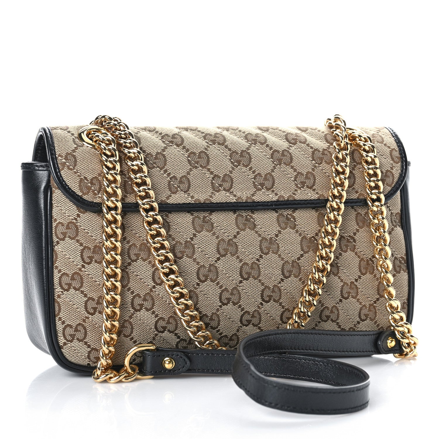 Gucci Monogram Matelasse Diagonal Small GG Marmont Shoulder Bag Beige Black 3 of 11