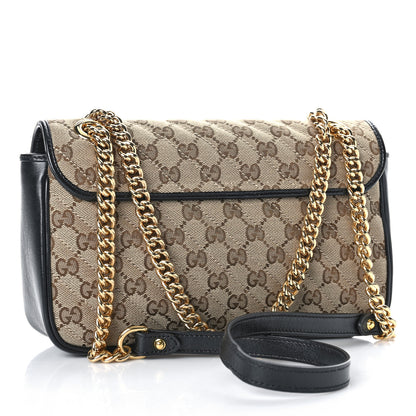 Gucci Monogram Matelasse Diagonal Small GG Marmont Shoulder Bag Beige Black 3 of 11