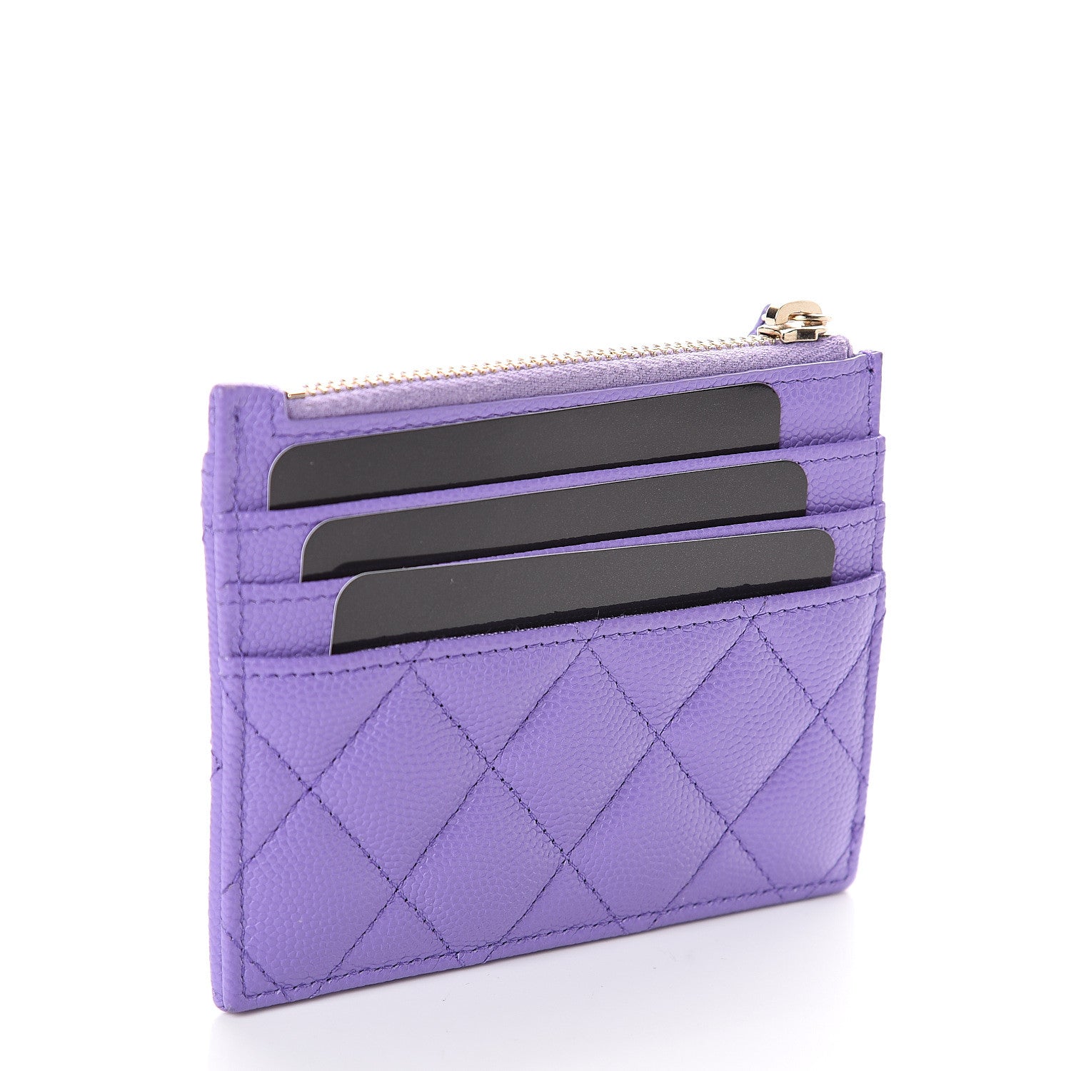 Chanel Caviar Quilted CC Zip Card Holder Purple 2 of 6