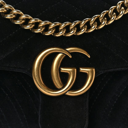 Gucci Velvet Matelasse Mini GG Marmont Shoulder Bag Black 9 of 11