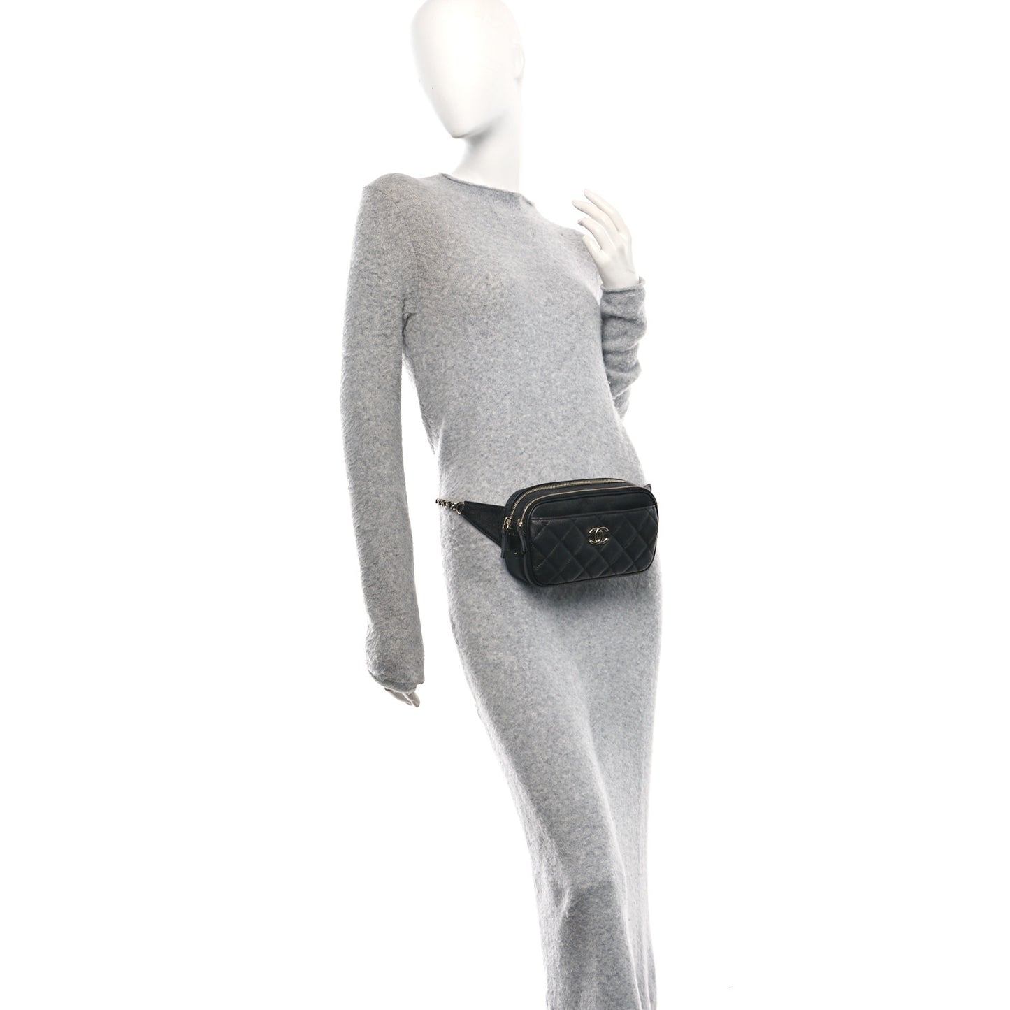 Caviar Quilted Waist Bag With Pouch Black