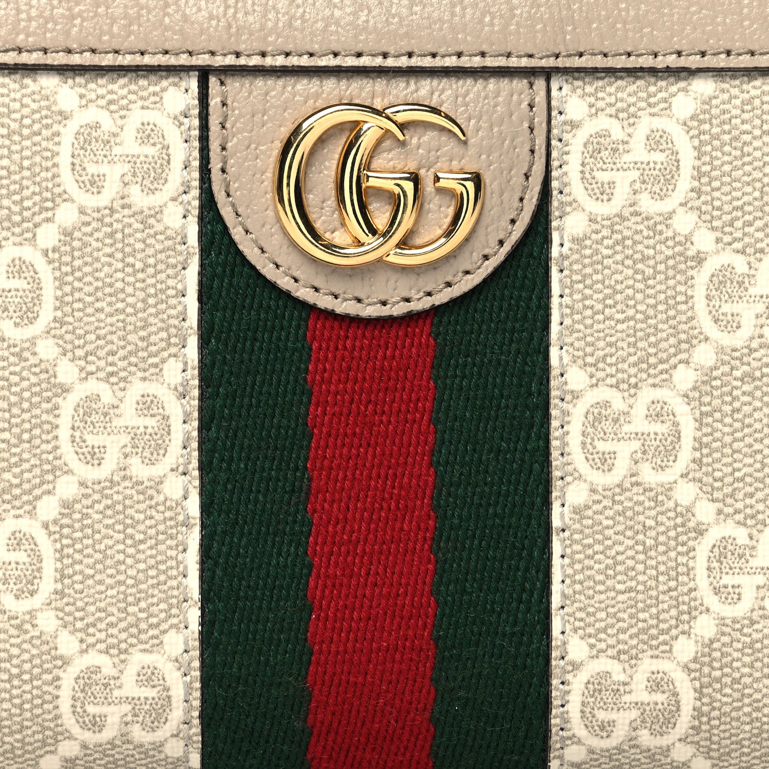 Gucci GG Supreme Monogram Textured Dollar Calfskin Web Ophidia Zip Around Wallet Beige Mystic White Oatmeal 8 of 10