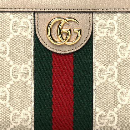 Gucci GG Supreme Monogram Textured Dollar Calfskin Web Ophidia Zip Around Wallet Beige Mystic White Oatmeal 8 of 10