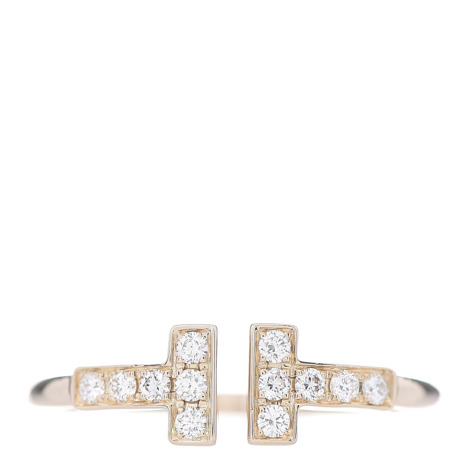 Tiffany 18K Rose Gold Diamond T Wire Ring 52 6 1 of 6