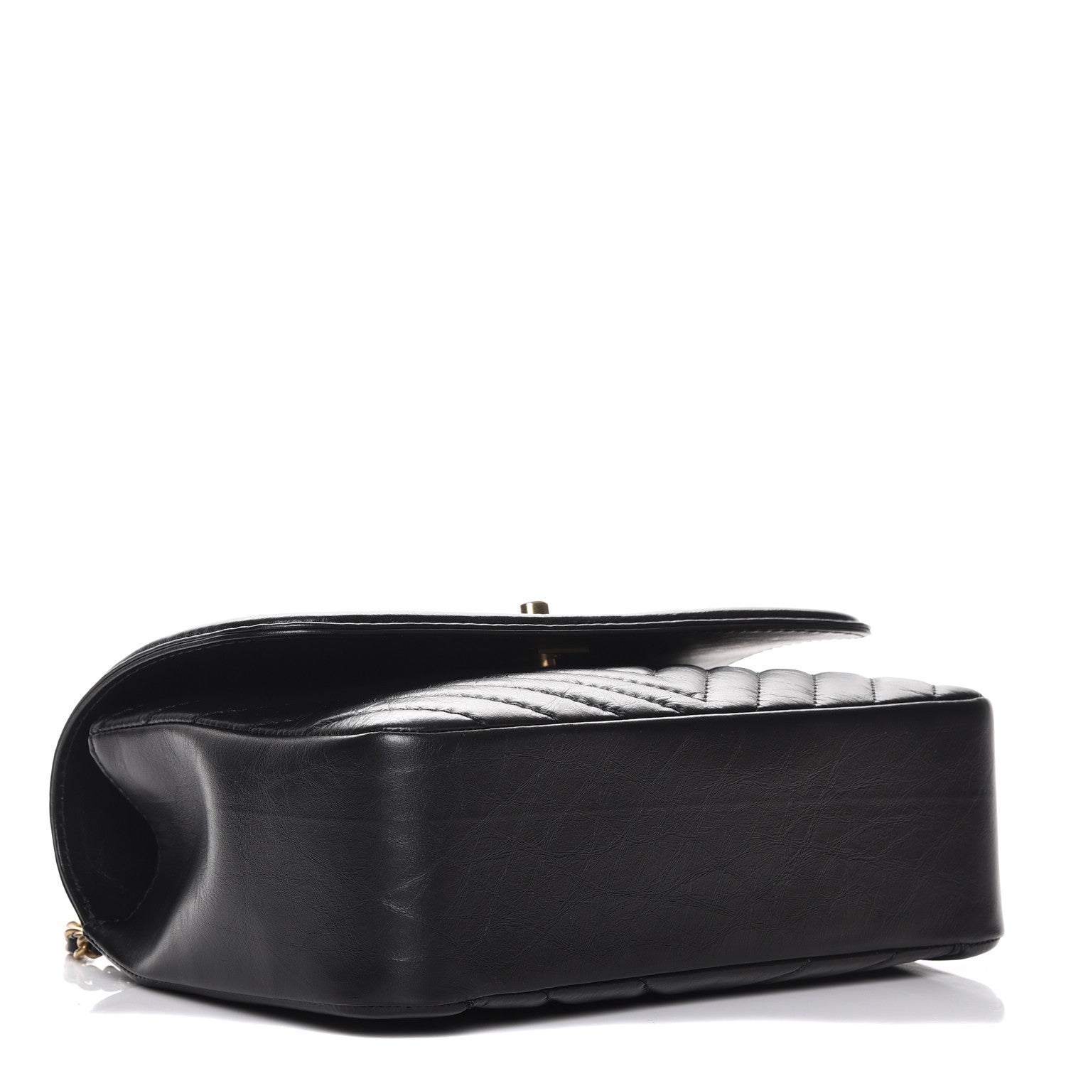 Chanel Calfskin Chevron Quilted Top Handle Flap Black 4 of 8