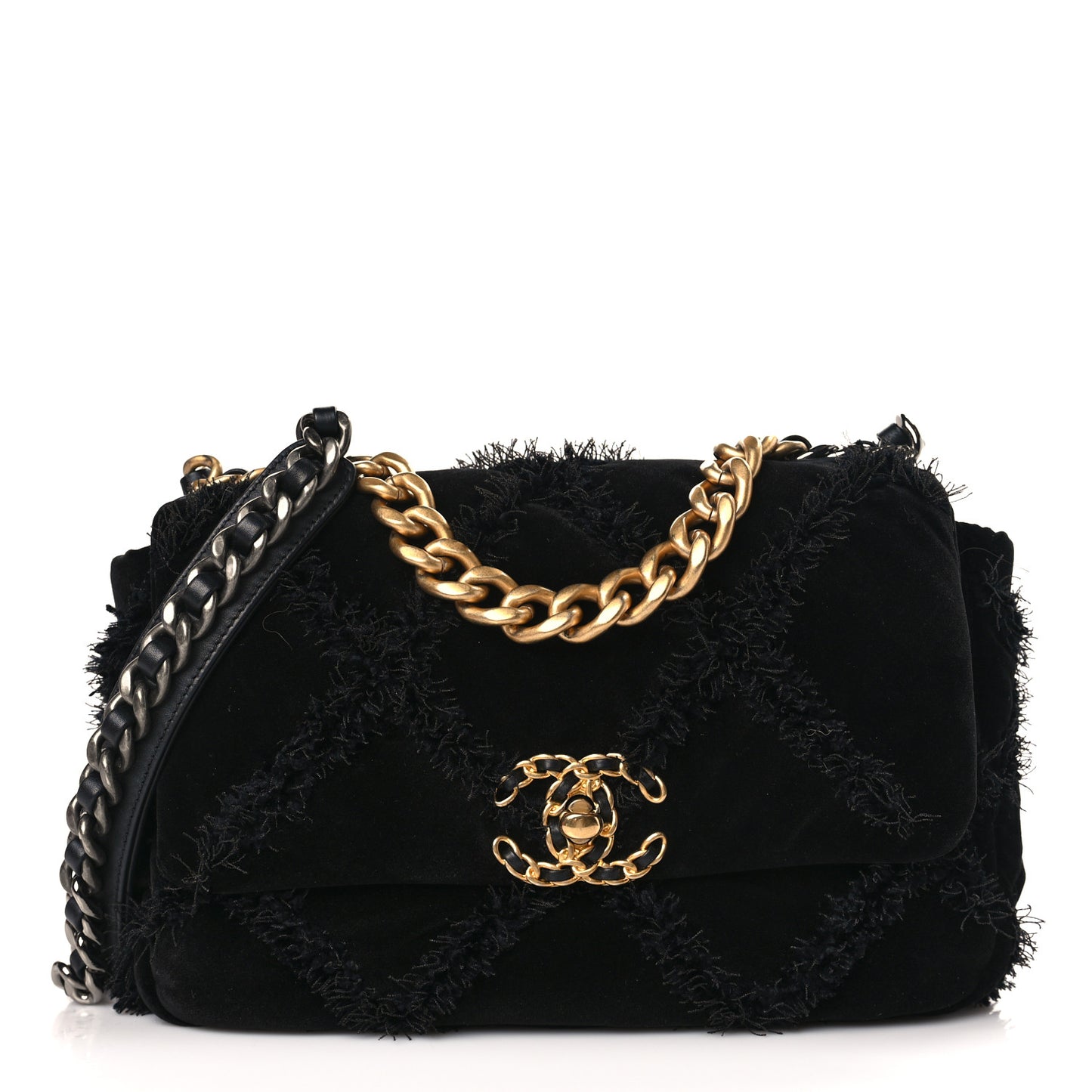 Cotton Canvas Quilted Medium Chanel 19 Flap Black