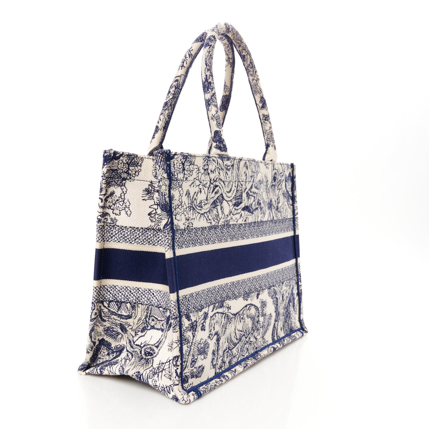 Canvas Embroidered Medium Dioriviera Toile De Jouy Book Tote Blue