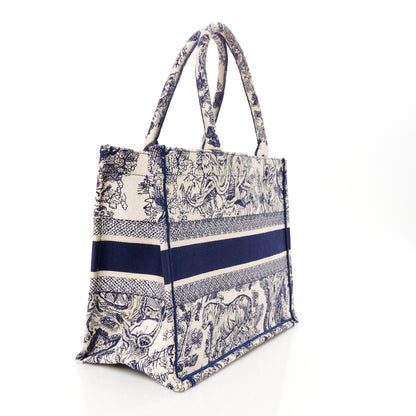 Christian Dior Canvas Embroidered Medium Dioriviera Toile De Jouy Book Tote Blue 3 of 10