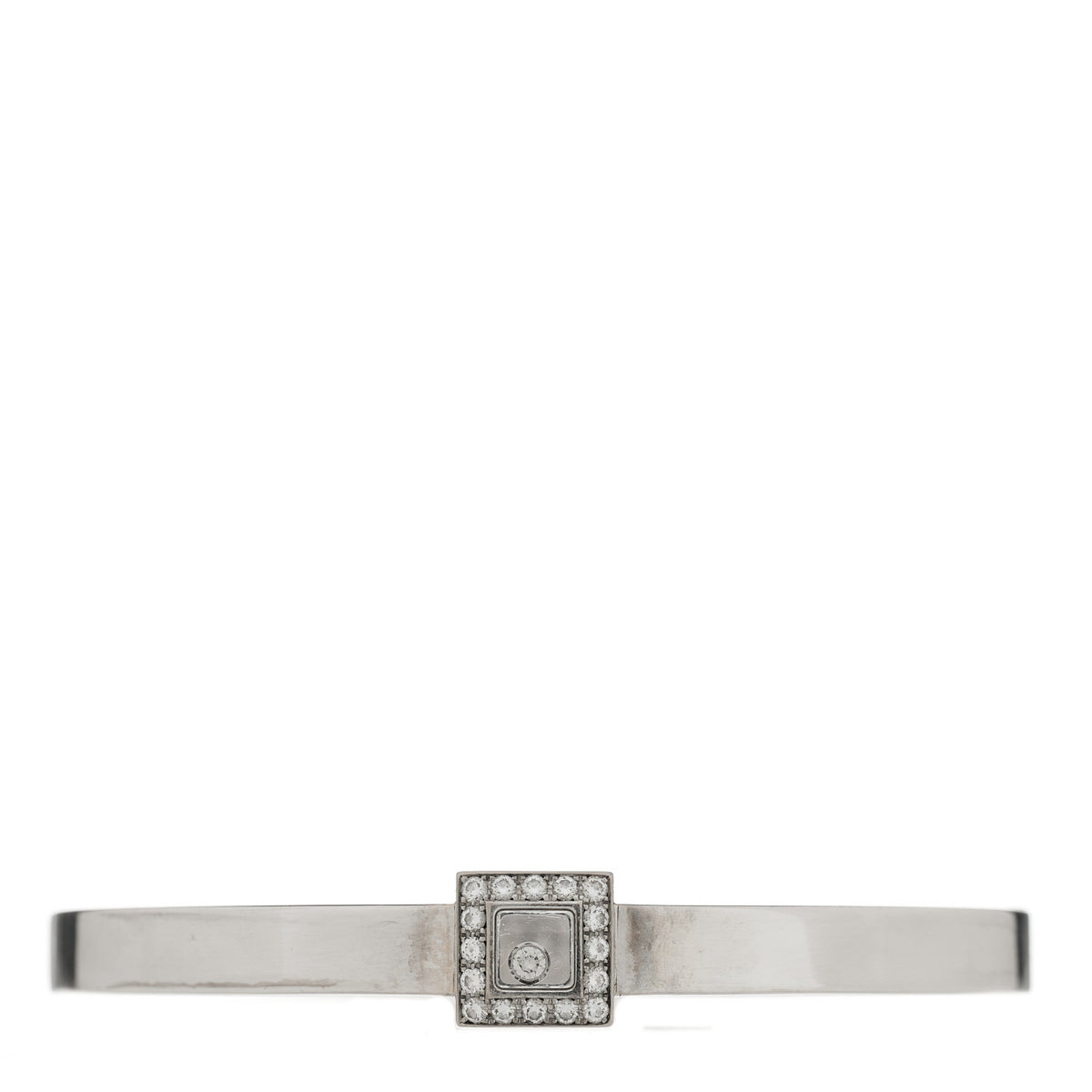 18K White Gold Diamond Happy Diamonds Square Bangle Bracelet