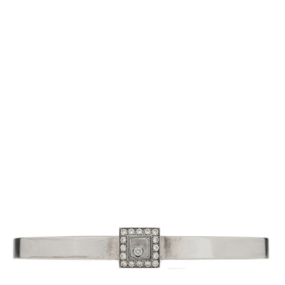 Chopard 18K White Gold Diamond Happy Diamonds Square Bangle Bracelet 1 of 5