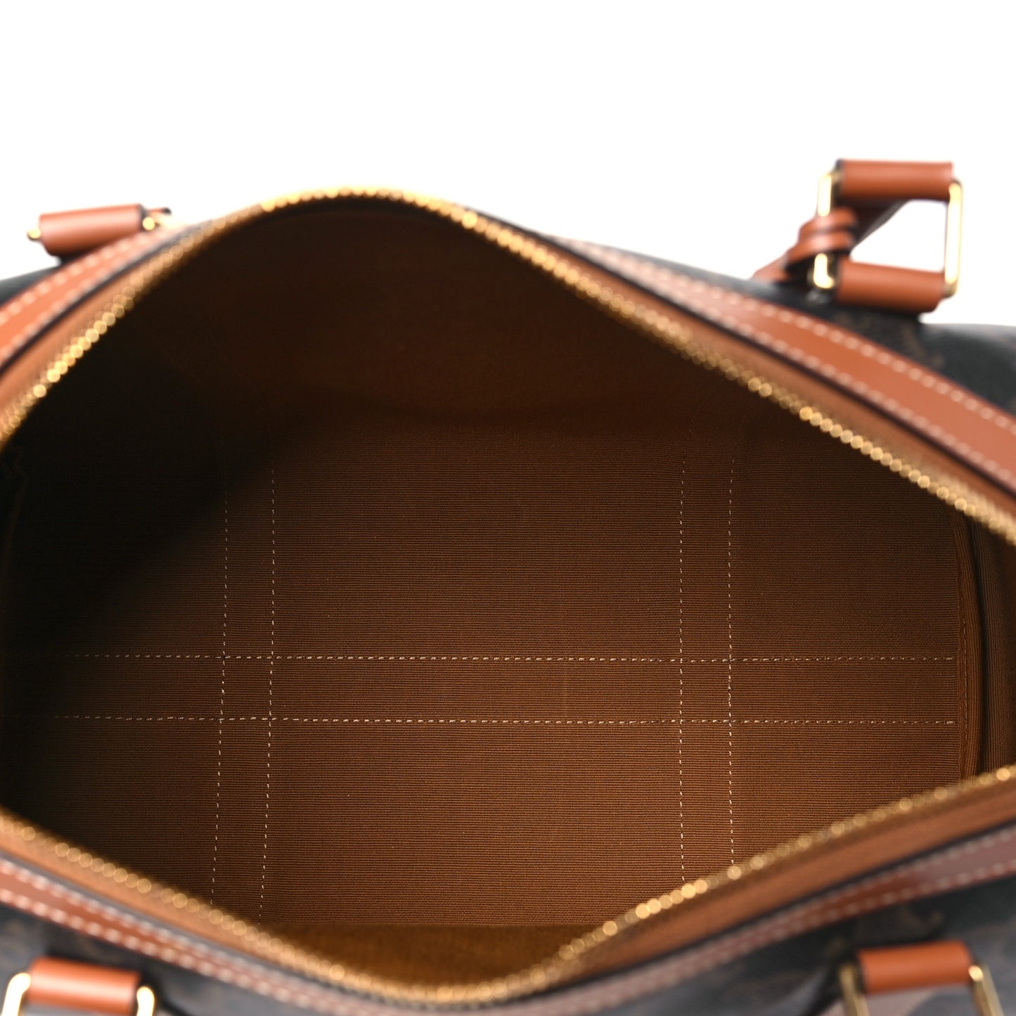 Triomphe Canvas Calfskin Boston Bag Tan